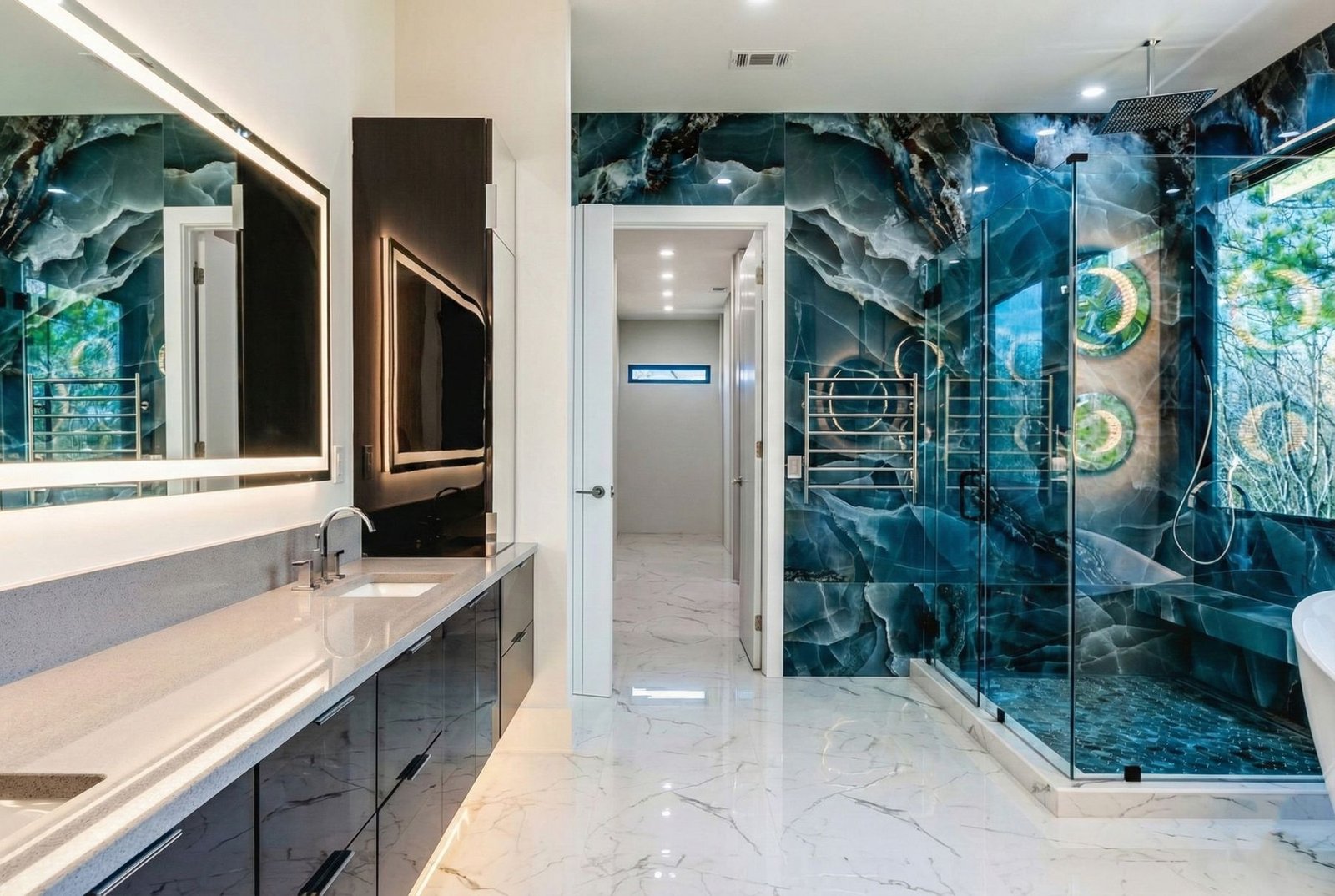 Completed large-format tile installation by Hands of Freedom